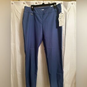 Peck & Peck Slate Blue (Dutch Blue) Slim-Leg Pull-On Pants Rayon/Nylon spandex